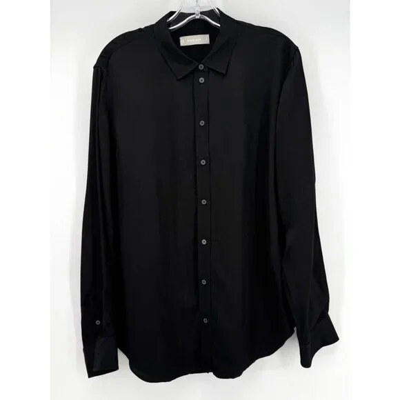 Everlane Satin Black Button Down Top 12 - Picture 2 of 8